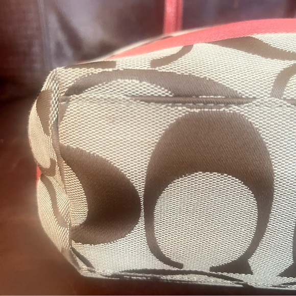 Coach Monogram Logo Printed Canvas Patent Leather Trimmed Medium Size Tote Bag - Picture 6 of 12